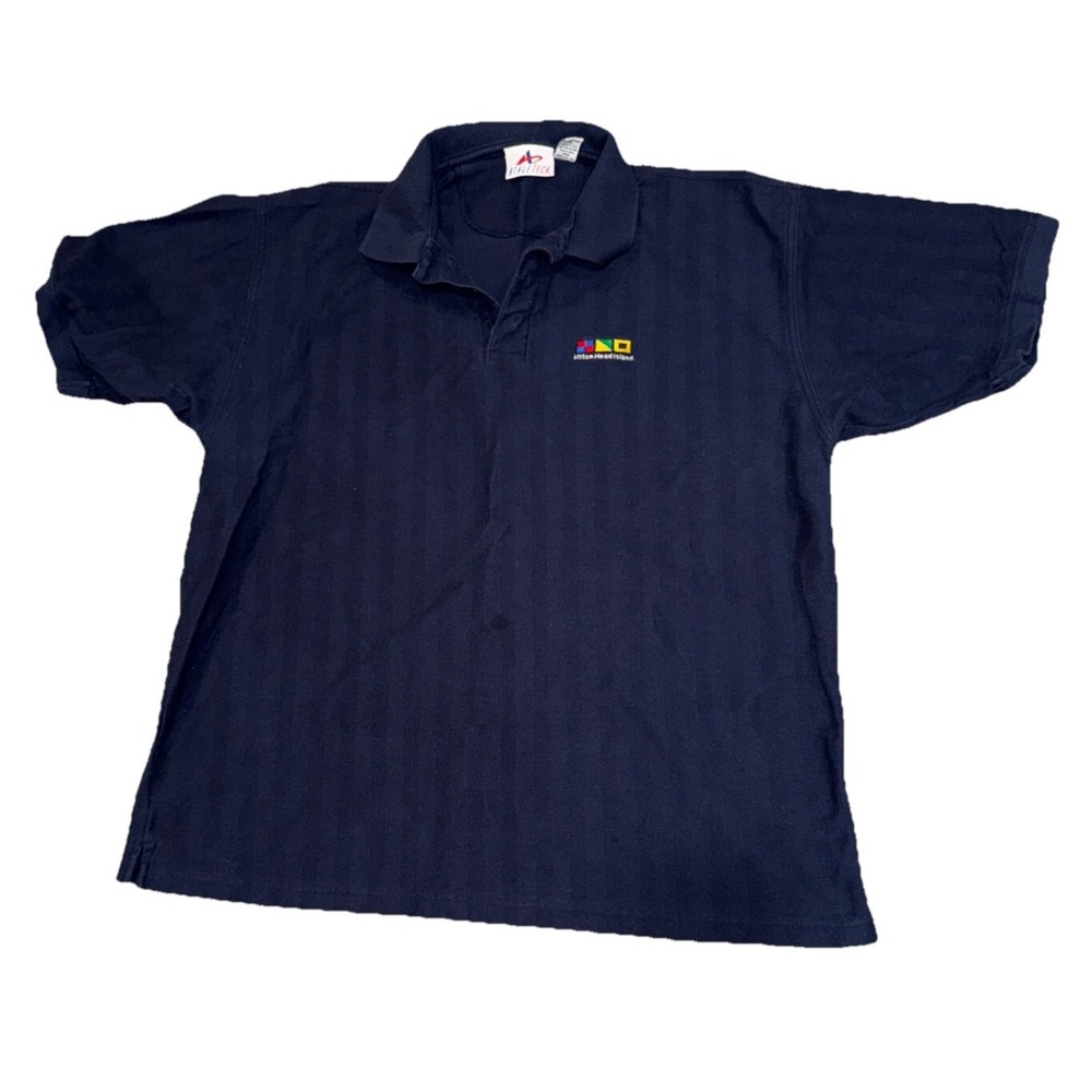 Vintage Hilton Head Island Polo Men's XXL Cotton Golf Polo Shirt Athletech Stain